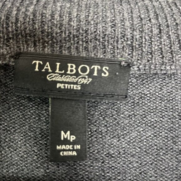 Talbots Woman’s Petites Full Zip Gray Cable Knit Sweater Size Medium Petite - Picture 2 of 4